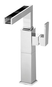 Luxus Badezimmer Waschtischarmatur Silber H. 31 cm - Einhand-Waschtischbatterie mit Wasserfall-Auslauf