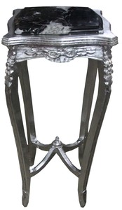 Casa Padrino Barock Beistelltisch mit schwarzer Marmorplatte Silber 87 x 37 cm Antik Stil - Telefon Blumen Tisch