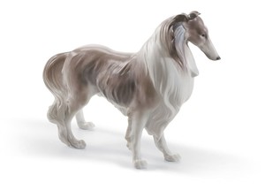Casa Padrino Luxus Porzellan Shetland Schferhund Skulptur Braun / Wei 25 x H. 19 cm - Hangefertigte & Handbemalte Deko Figur