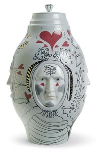 Casa Padrino Designer Porzellan Vase Grau / Mehrfarbig  27 x H. 39 cm - Handgefertigtes & Handbemaltes Luxus Deko Objekt