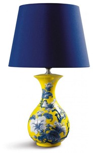 Casa Padrino Luxus Porzellan Tischleuchte / Tischlampe Gelb  30 x H. 51 cm - Luxus Qualitt