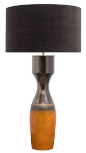 Casa Padrino Luxus Keramik Tischleuchte Silber / Orange  60 x H. 113 cm - Handgefertigte Tischlampe mit schwarzem Lampenschirm