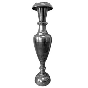 Casa Padrino Designer Antik Stil Vase Aluminium Vernickelt Silber - Hotel Dekoration - Barock Blumengefss Pflanzentopf - Mod2 H. 184 cm