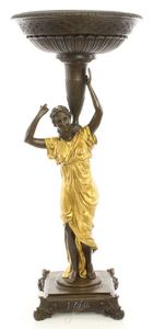 Casa Padrino Jugendstil Blumentopfstnder Bronze / Gold 33 x 33 x H. 77,2 cm - Luxus Bronzefigur 