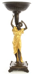 Casa Padrino Jugendstil Blumentopfstnder Bronze / Gold 33,2 x 33,2 x H. 76,4 cm - Luxus Bronzefigur 