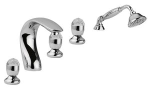 Luxus Badewannen Armaturen Set 5-Loch Kombination Silber - Badezimmer Badewannenarmaturen mit Swarovski Kristallglas