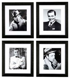 Casa Padrino Bilder Set 4 Gentlemen Dunkelbraun / Silber 43 x H. 48 cm - Luxus Wanddekoration
