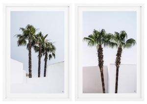Casa Padrino Luxus Bilder / Kunstdruck Set Palmen Mehrfarbig / Wei 75 x H. 104,5 cm - Wanddekoration