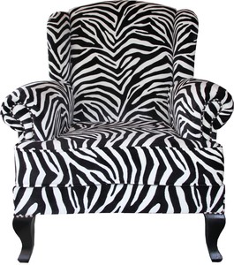 Casa Padrino Luxus Designer Chesterfield Ohren Sessel Zebra - Club Mbel - Limited Edition