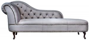 Chesterfield Recamiere / Chaiselongue Silbergrau aus dem Hause Casa Padrino - Wohnzimmer Liege Sofa