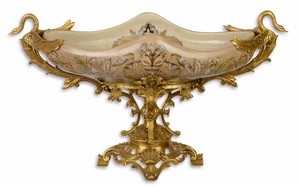 Casa Padrino Jugendstil Obstschale Mehrfarbig / Gold 36,7 x 30 x H. 36,7 cm - Deko Schale
