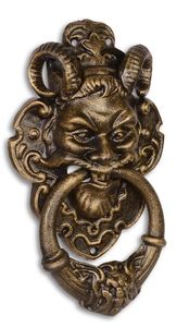 Casa Padrino Trklopfer Barock Devil Face Gusseisen  Bronzefarben  32.7 cm - Antik Jugendstil Grnderzeit