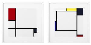 Casa Padrino Designer Deko Bilder 2er Set Mehrfarbig / Wei 75 x H. 75 cm - Luxus Kunstdrucke