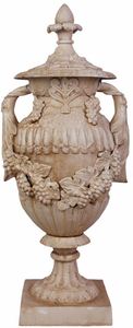 Casa Padrino Barock Gusseisen Urne / Vase mit Deckel Antik Wei 38 x 32 x H. 91,4 cm - Gartendeko im Barockstil
