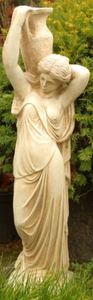 Casa Padrino Jugendstil Skulptur Frau mit Krug 22 x H. 90 cm - Gartendeko Figur 