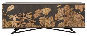 Casa Padrino Designer Kommode Sideboard 175 x 45 x H.75cm  Fernsehschrank Mod.2 - Handgefertigt aus massivem Mangoholz!