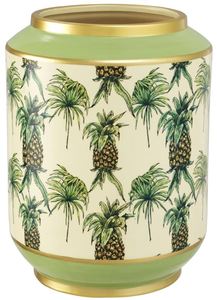Casa Padrino Luxus Porzellan Vase Grn / Mehrfarbig  22 x H. 29 cm - Blumenvase mit Ananas Design