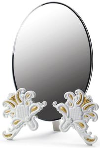 Casa Padrino Luxus Schminkspiegel 29 x H. 41 cm - Verschiedene Farben - Hangefertigter Schminktisch Spiegel aus feinstem Spanischen Porzellan