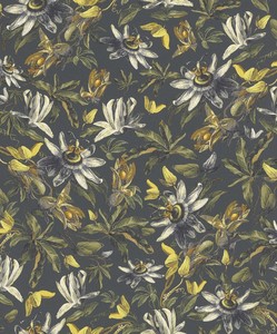 Casa Padrino Luxus Papiertapete Pflanzen Grau / Mehrfarbig - 10,05 x 0,53 m - Tapete Mustertapete Botanisch Blumen 