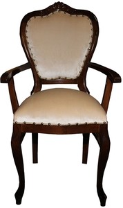 Casa Padrino Barock Luxus Esszimmer Stuhl mit Armlehnen Braun / Creme - Mbel