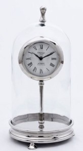 Casa Padrino Luxus Tischuhr Silber H. 46 cm - Dekorative Messing Uhr