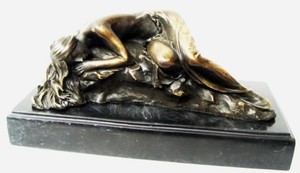Casa Padrino Luxus Bronze Skulptur schlafende Schnheit Bronze / Gold / Schwarz 21,5 cm - Dekofigur mit Marmorsockel