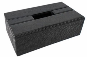 Casa Padrino Luxus Tissue Box / Papiertcherbox Schwarz Kroko-Optik 25 x 14 x H. 7,5 cm - Luxus Accessoires