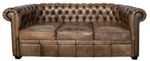 Casa Padrino Luxus Chesterfield Bffelleder Sofa Vintage Braun 192 x 92 x H. 73 cm - Luxus Mbel