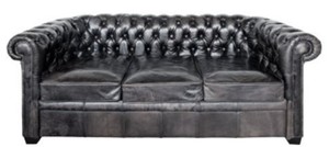 Casa Padrino Luxus Chesterfield Bffelleder Sofa Vintage Schwarz 222 x 92 x H. 73 cm - Luxus Mbel