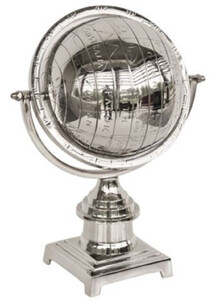 Casa Padrino Luxus Aluminium Globus Silber 25 x 18 x H. 34 cm - Schreibtisch Deko