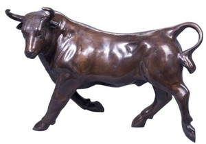 Casa Padrino Deko Bronzefigur Stier Bronze 56 x 22 x H. 40 cm - Luxus Skulptur