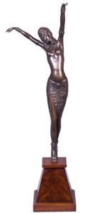 Casa Padrino Luxus Bronzefigur Cleopatra Bronze / Braun 15 x 15 x H. 71 cm - Dekofigur auf Holzsockel