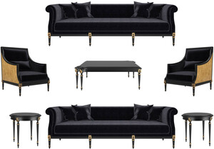 Casa Padrino Luxus Barock Wohnzimmer Set Schwarz / Gold / Antik Gold - 2 Sofas & 2 Sessel & 1 Couchtisch & 2 Beistelltische - Mbel im Barockstil - Edle Barock Wohnzimmer Mbel