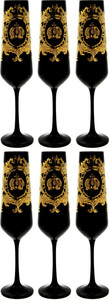 Pomps by Casa Padrino Luxus Champagner Glas Set Schwarz / Gold  6 x H. 25 cm - Glser mit 24 Karat Vergoldung - Pompse Glser designed by Harald Glckler