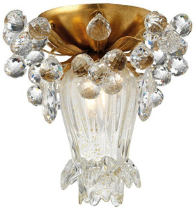 Casa Padrino Luxus LED Deckenleuchte Gold  15 x H. 17 cm - Deckenleuchte mit edlem Swarovski Kristallglas - Wohnzimmer Deckenleuchte - Hotel Deckenleuchte