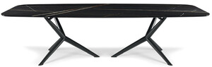 Casa Padrino Luxus Esstisch Schwarz 300 x 120 x H. 75 cm - Esszimmertisch mit hochwertiger Keramik Tischplatte - Moderne Esszimmer Mbel - Luxus Qualitt - Made in Italy
