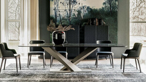Casa Padrino Luxus Esstisch Hochglanz Schwarz / Titanfarben 240 x 120 x H. 75 cm - Esszimmertisch mit hochwertiger Keramik Tischplatte - Moderne Esszimmer Mbel - Luxus Qualitt - Made in Italy