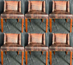 Casa Padrino Luxus Leder Esszimmer Stuhl Set Vintage Dunkelbraun / Braun 56 x 52 x H. 81 cm - Echtleder Kchen Sthle 6er Set - Esszimmer Mbel - Leder Mbel - Luxus Mbel - Luxus Einrichtung