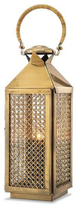 Casa Padrino Luxus Kerzenleuchter Vintage Messing 18,5 x 20 x H. 67 cm - Edelstahl Laterne mit Tragegriff - Gastronomie Accessoires - Restaurant Accessoires - Hotel Accessoires - Deko Accessoires