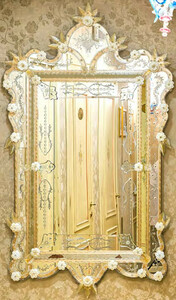 Casa Padrino Luxus Barock Spiegel Gelb - Prunkvoller Wandspiegel im Venezianischen Stil - Hotel Mbel - Schloss Mbel - Barock Mbel - Luxus Mbel im Barockstil - Made in Italy