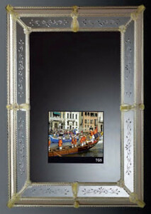 Casa Padrino Luxus Barock Spiegel Gold - Prunkvoller Wandspiegel im Venezianischen Stil mit integriertem 19 Zoll TV - Hotel Mbel - Barock Mbel - Luxus Mbel im Barockstil - Made in Italy