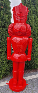 Casa Padrino Luxus Deko Skulptur Nussknacker Rot H. 180 cm - Weihnachts Deko Figur - XXL Deko Skulptur - XXL Deko Figur - XXL Weihnachts Skulptur - Weihnachts Deko Accessoires