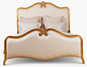 Casa Padrino Luxus Barock Doppelbett Gold / Creme Muster / Antik Gold - Prunkvolles Massivholz Bett - Luxus Schlafzimmer Mbel im Barockstil - Barock Mbel - Barock Einrichtung - Edel & Prunkvoll