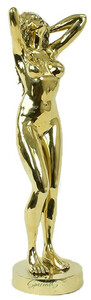 Casa Padrino Luxus Bronze Deko Skulptur Frau Gold 40 x 30 x H. 100 cm - Groe Bronze Skulptur - Groe Bronze Figur - XXL Bronze Figur - XXL Bronze Skulptur - Luxus XXL Deko Accessoires