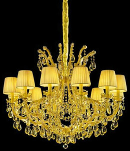 Casa Padrino Luxus Barock Kristall Kronleuchter Gelb  115 x H. 95 cm - Prunkvoller Venezianischer Kronleuchter - Schloss Kronleuchter - Palast Kronleuchter - Luxus Qualitt - Made in Italy