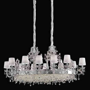 Casa Padrino Luxus Barock Kristallglas Kronleuchter Silber / Wei 150 x 85 x H. 68 cm - Venezianischer Kronleuchter - Schloss Kronleuchter - Palast Kronleuchter - Luxus Qualitt - Made in Italy