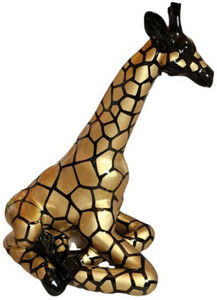 Casa Padrino Luxus Deko Skulptur Giraffe Gold / Schwarz H. 80 cm - Groe Deko Figur - XXL Deko Skulptur - XXL Deko Figur - XXL Tierfigur - Wohnzimmer Deko - Garten Deko - Luxus Deko XXL Figuren