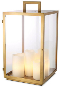 Casa Padrino Luxus Tischleuchte Antik Messing 35 x 35 x H. 65 cm - Metall Schreibtschleuchte mit Tragegriff und Lampenschirmen in Kerzenform - Luxus Leuchten - Luxus Mbel - Luxus Interior
