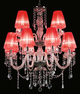 Casa Padrino Luxus Barock Kristall Kronleuchter Silber / Rot  80 x H. 90 cm - Prunkvoller Barockstil Kronleuchter mit venzezianischem Glas und Swarovski Kristallglas - Made in Italy