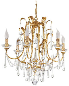 Casa Padrino Luxus Barock Kronleuchter mit edlem Murano Glas Gold mit Patina  61 x H. 60 cm - Prunkvoller Wohnzimmer Kronleuchter im Barockstil - Luxus Qualitt - Made in Italy